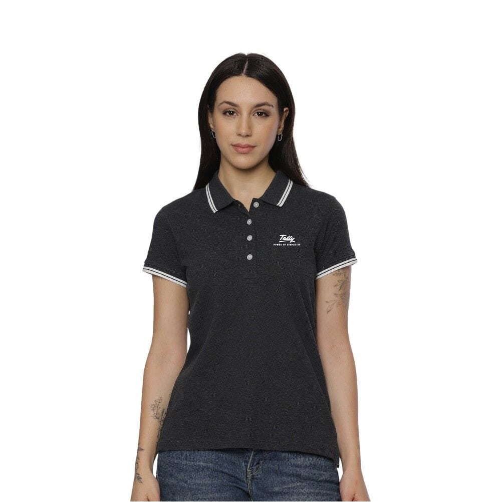 Allen Solly Polo T-shirt Women- Charcoal Grey